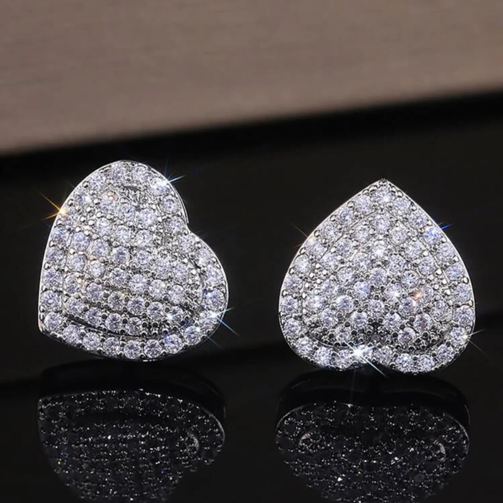 Heart Shaped Cubic Zirconia Stud Earrings 16$